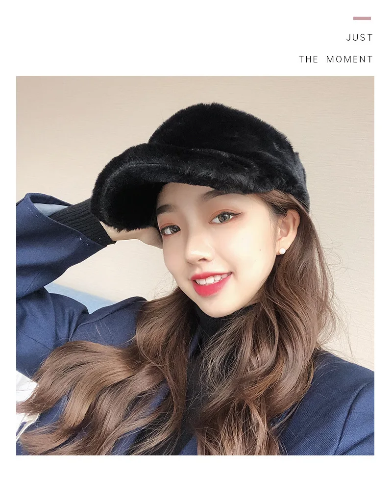 Женская бейсбольная кепка, меховая Повседневная Кепка с козырьком для девушек, уличная Зимняя кепка из искусственного меха, кепки с козырьком для женщин, однотонная теплая Спортивная Кепка s