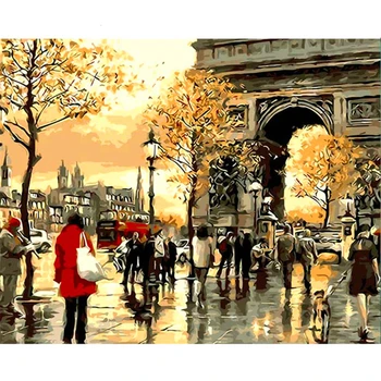 

DIY Painting Triumphal Arch by Painting by Numbers Kit with 4050 Colorful Canvas and Combo Inner Frame packed in box