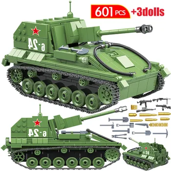 

601PCS WW2 Military City Building Blocks For SU-7M Tank Soviet Union BT-7L Light Tank Figures Blocks Toys for Boy