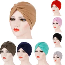 Женский кашне в мусульманском стиле, повседневный шарф, женский головной убор в индийском стиле, мусульманская гофрированная Шапочка-тюрбан шапочка, зимняя шапка Y802