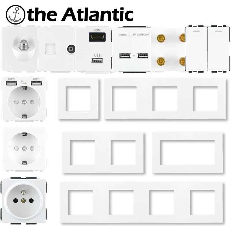 Toma de de enchufe de pared Serie S, interruptor de luz USB tipo C, RJ45, de TV, módulo de Audio, Marco, bricolaje, Combinación libre, plástico - AliExpress