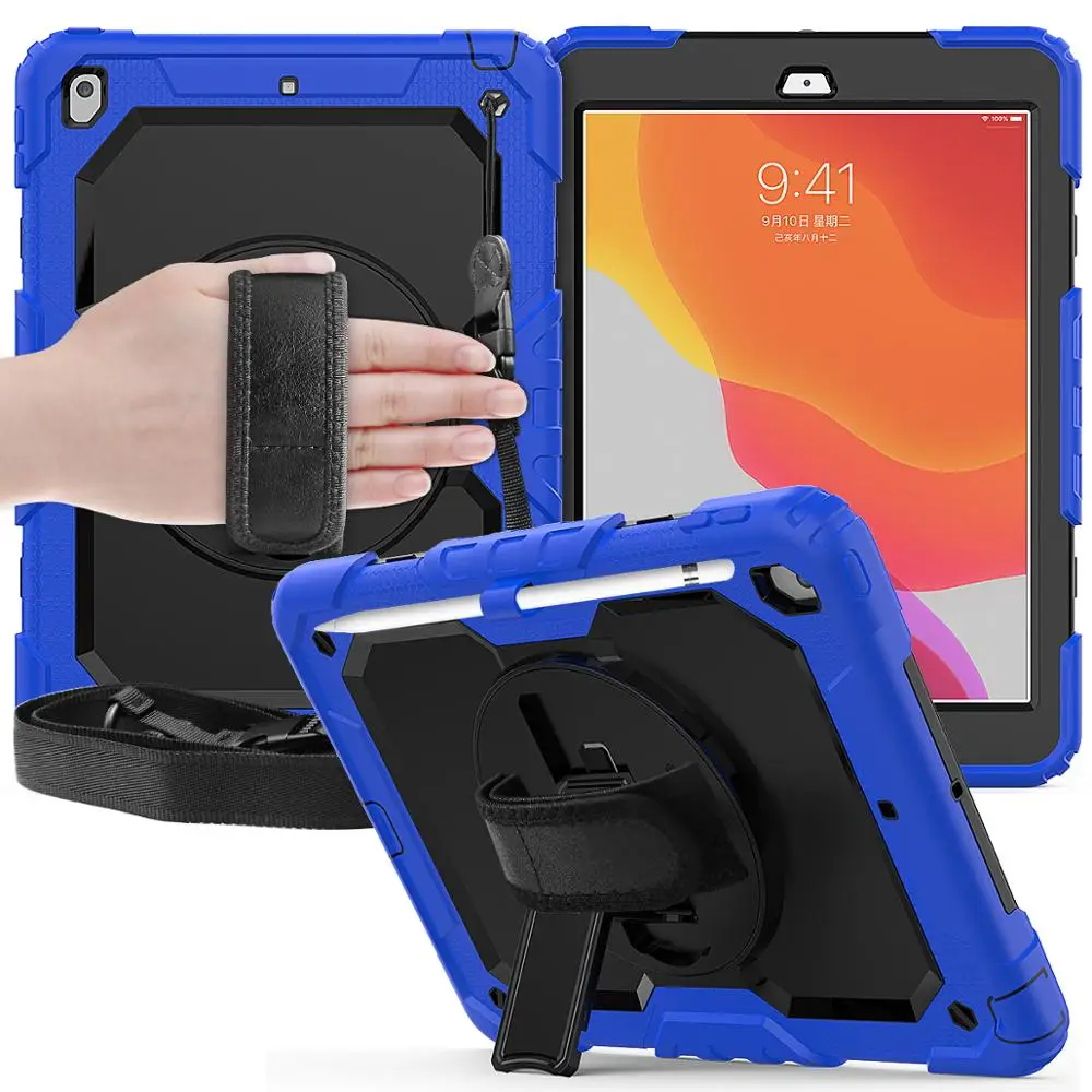 Для нового iPad 7 го поколения A2200 A2198 A2232 чехол на 360 градусов вращающийся противоударный детский чехол для iPad 10,2 чехол s funda+ ручка - Цвет: Бежевый