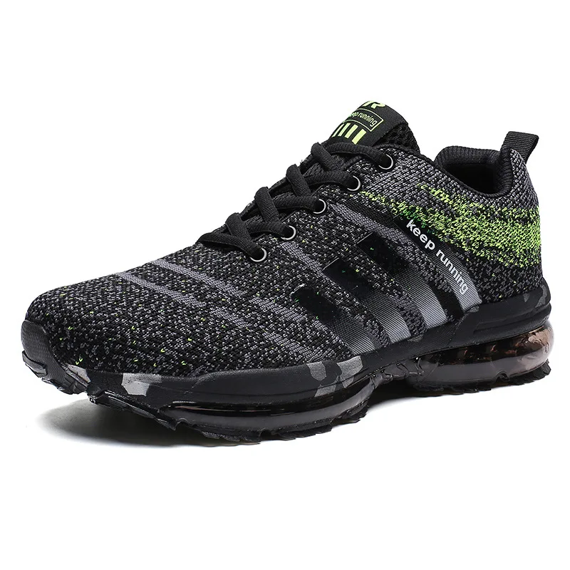 Men and women new air max cushioning comfortable running shoes soft breathable handsome sports shoes casual outdoor shoes - Цвет: Зеленый