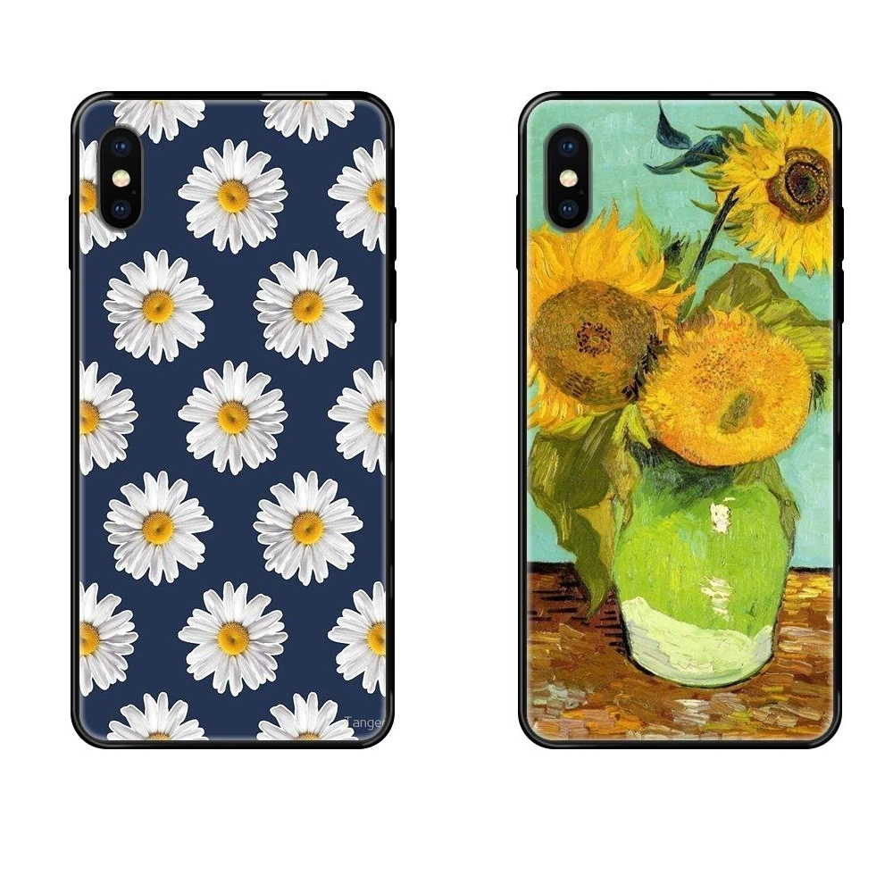 Новейший для Apple iPhone 11 12 Pro 5 5S SE 5C 6 6S 7 8 X 10 XR XS Plus Max с подсолнухами Ван Гога черный