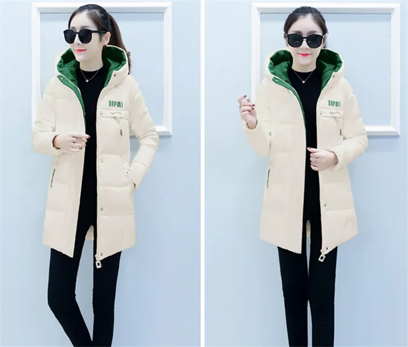 New Winter Women Casual Long Sleeve Hooded Jackets Loose Warm Middle School Student Cotton Coat Female Coats Zipper Outerwea