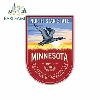 

EARLFAMILY 13cm x 9.3cm for Minnesota USA State Vintage Badge Car Stickers Helmet Motorcycle Sunscreen Vinyl JDM DIY Fine Decal