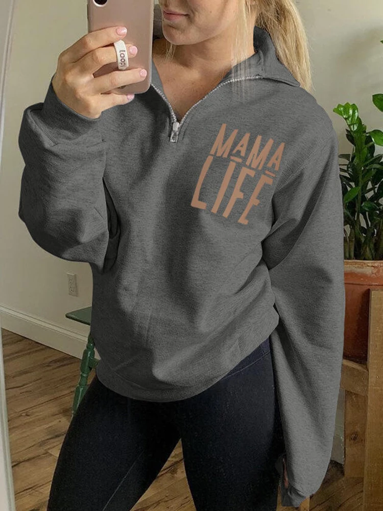 Mama Life толстовка на молнии-серый