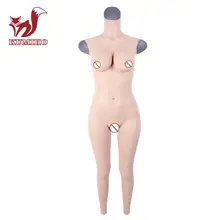 KUMIHO 4G 9-point D Cup Artifical Vigina Bodysuit For Men or Women Silicone Breast Fake boob for Crossdresser with Red Bloodshot