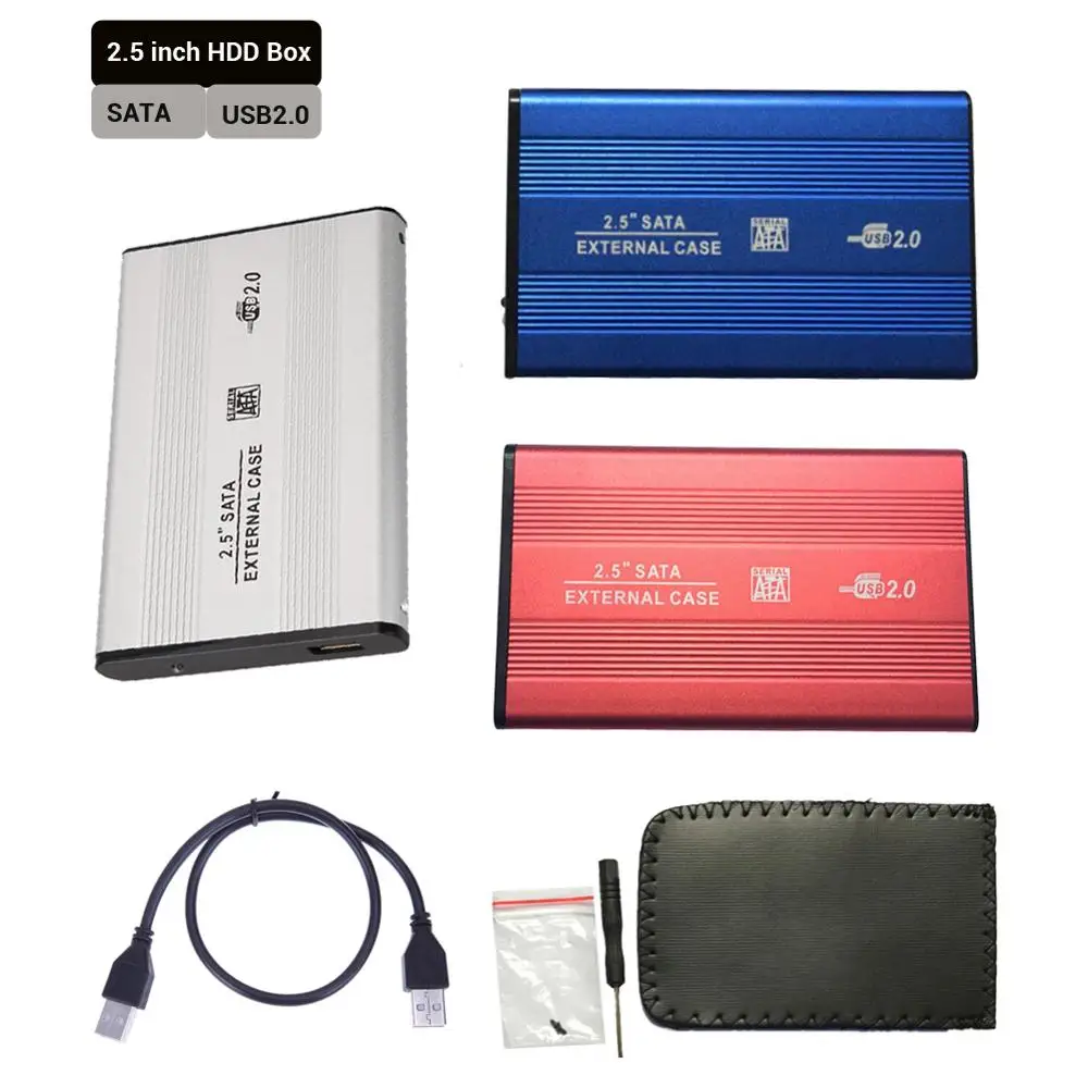 Plastic 2.5 inch HDD SSD Box USB SATA3.0 Hard Drive Disk Mobile Enclosure Case HDD Case with USB Cable Pouch New