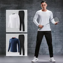 Костюм для бадминтона с длинным рукавом для мужчин, Быстросохнущий топ на осень и зиму, новая одежда для тенниса, тренировочная одежда, спортивная одежда, штаны, футбольная рубашка