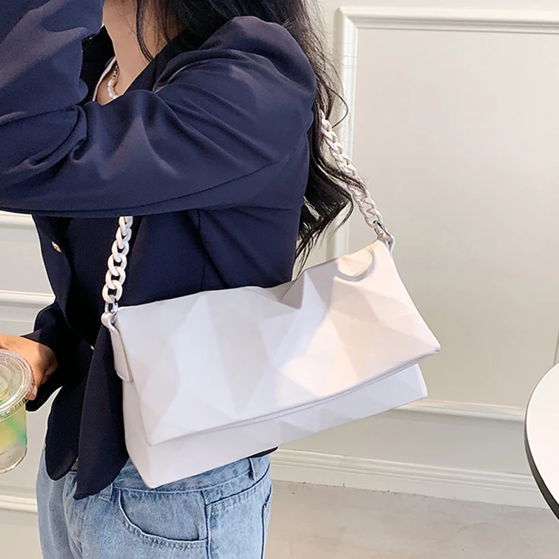 Luxury Brand Women Clutches Bags Design Acrylic Chain Shoulder Casual Ladies PU Leather Handbags White Black Axillary | Багаж и сумки