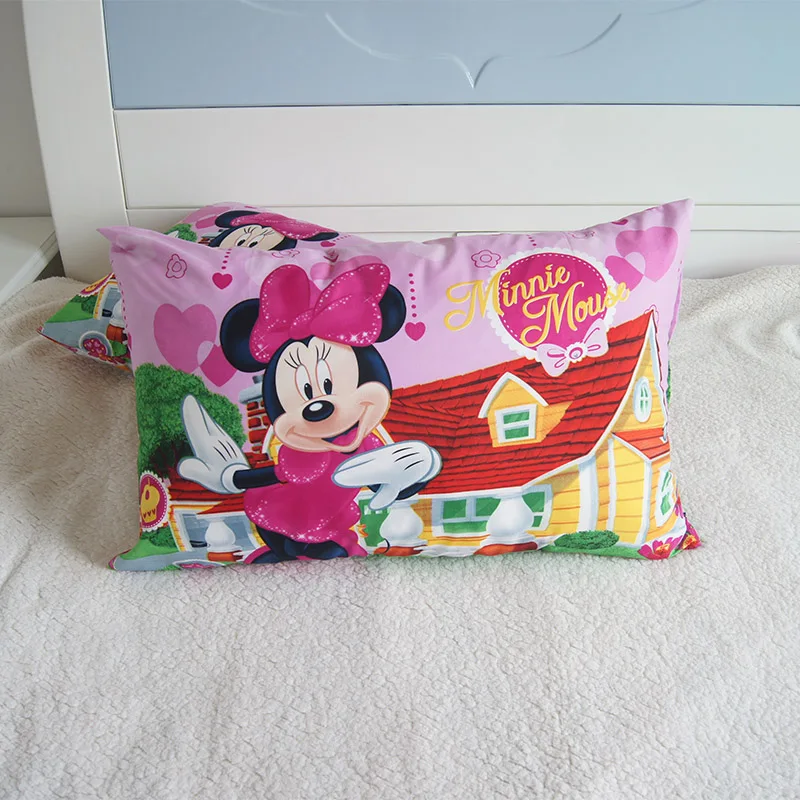 Disney Cartoon Mickey Minnie mouse Mc queen cars Kids Pillowcases Baby Boys Girls Gift 3D Pillow Cover Pair 48x74CM on Bed - Цвет: Minnie