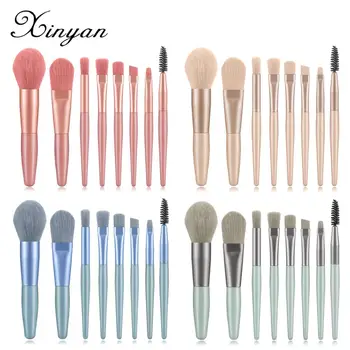 

XINYAN Mini Makeup Brushes Set Eyeshadow Powder Wood Handle Concealer Cosmetic 8piece Eyebrow Beauty Tool