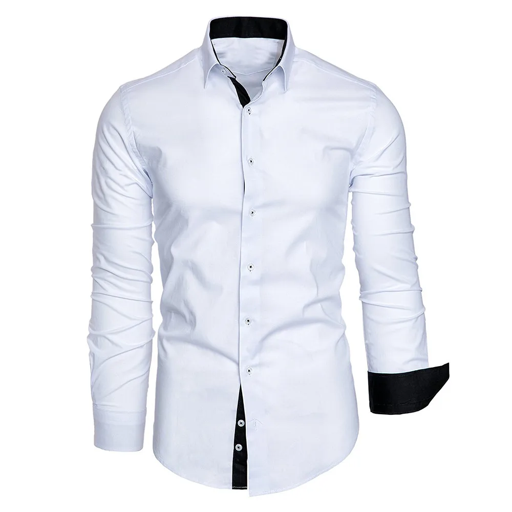 Men's Shirt Men Autumn Casual Formal Solid Slim Fit Long Sleeve Dress Shirt Top Blouse Fashion Formal high quality Men Shirt New