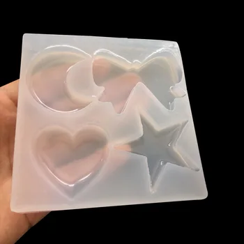 

Mirror Crystal Epoxy Mold Silicone Star Moon Bowknot Heart-shaped UV molds Pendant Craft for DIY Making Finding Accessories