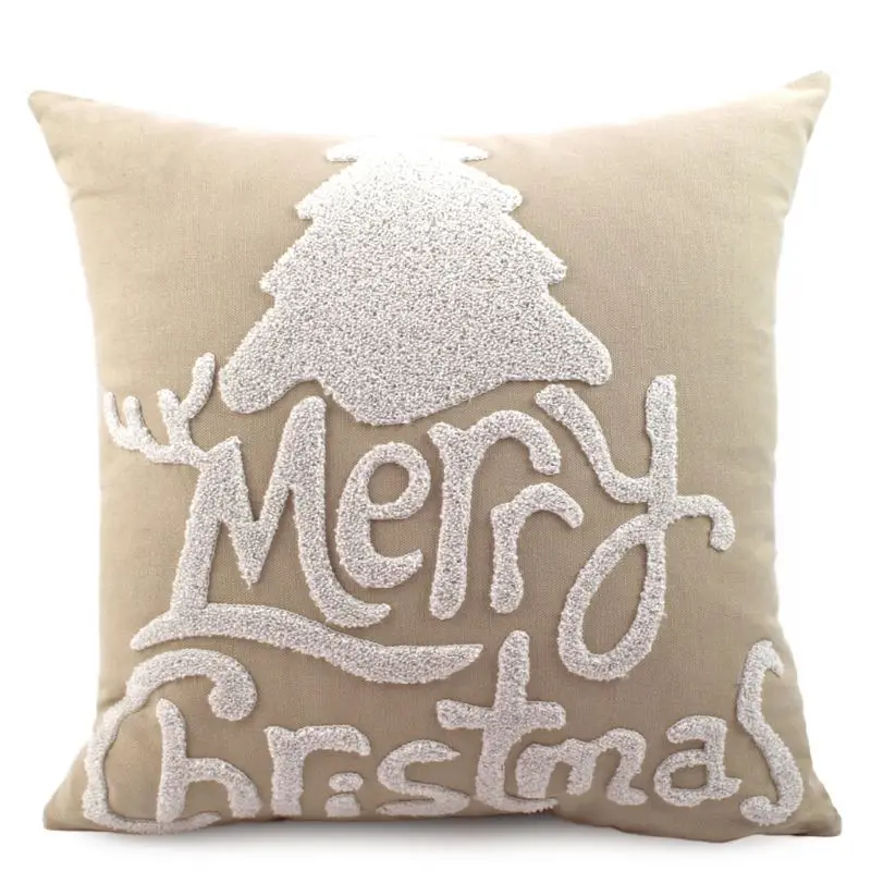 10 Christmas Patterns Pillow Case Cotton Embroidered Cushion Cover Festival Decor 634E - Цвет: 10
