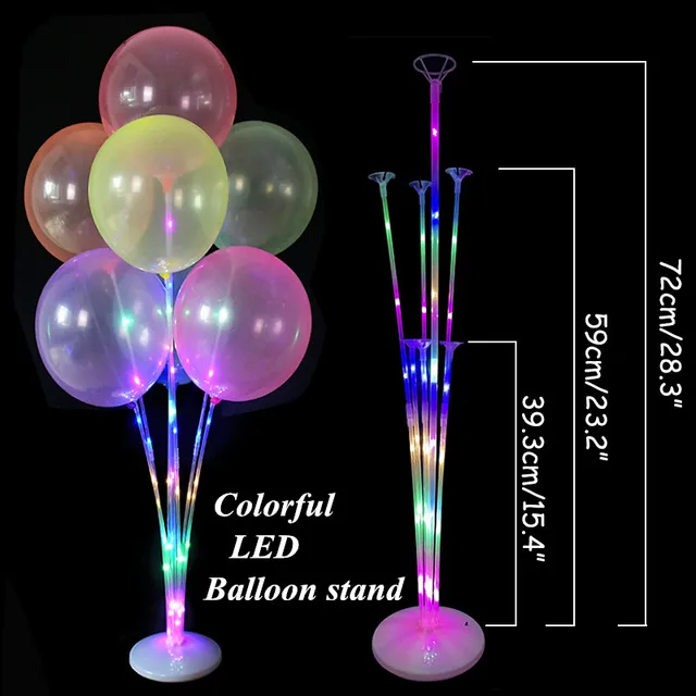 1 Set LED Light Balloon Column Support Display Stand Table Floating Birthday Wedding Party Decor Balloons Holder Stick Accessory 72cm led stand 2