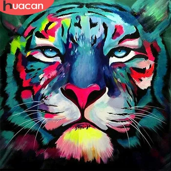 

HUACAN 5D Diamond Embroidery Tiger Rhinestones Cross Stitch Kits Full Drill Diamond Painting Mosaic Handicrafts Home Decoration