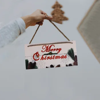 

2pcs Merry Christmas Wooden Door Hanging Sign Christmas Hanging Plaque Board