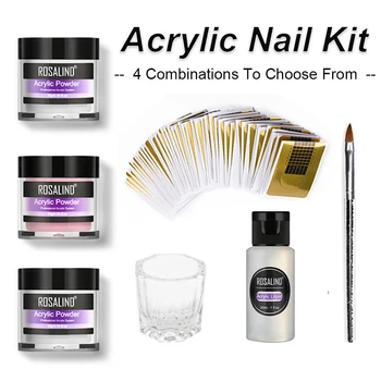 

ROSALIND Acrylic Nail Kit For Manicure Set Nail Art Decoration 10g Powder Extension Carved Gel Nail Polish Set Top Base