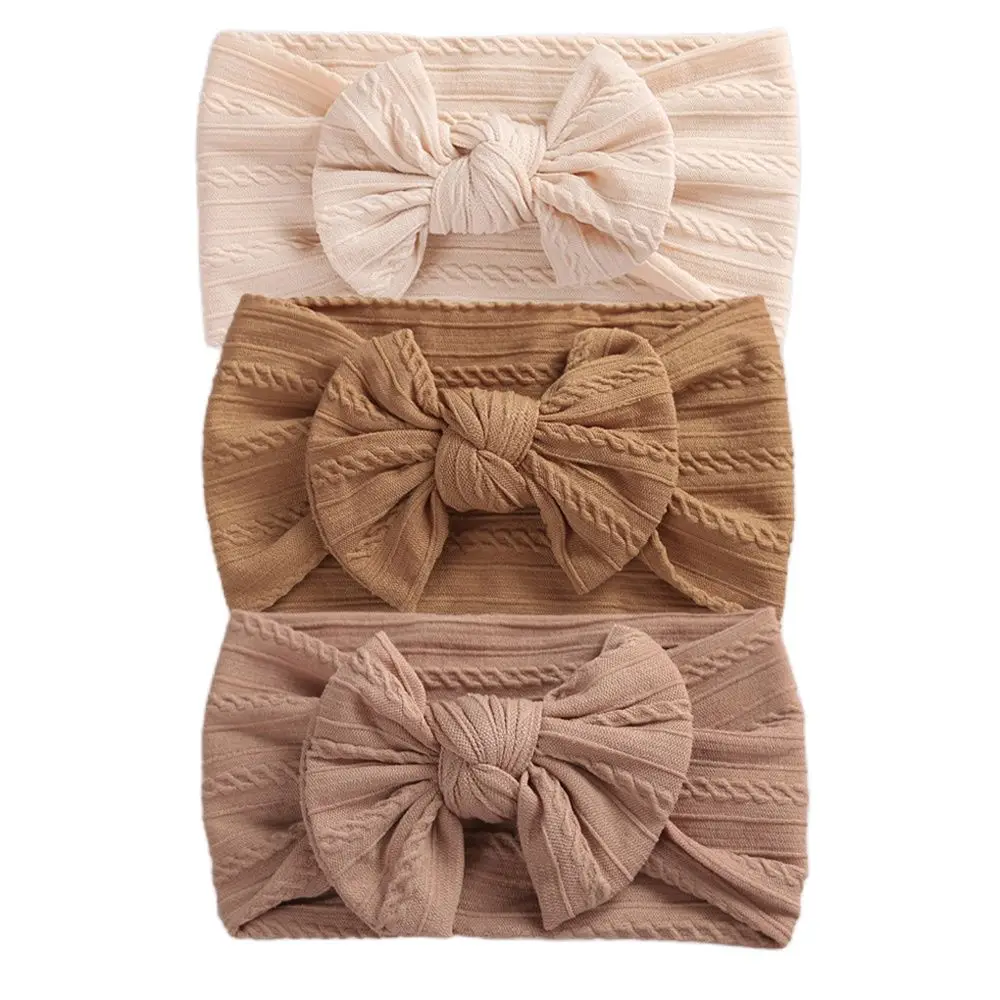 3Pcs/Lot Baby Headband Sets Bow Baby Girl Nylon Headbands Twist Cable Soft Knot Turban Kids Headwear Baby Accessories Haarband