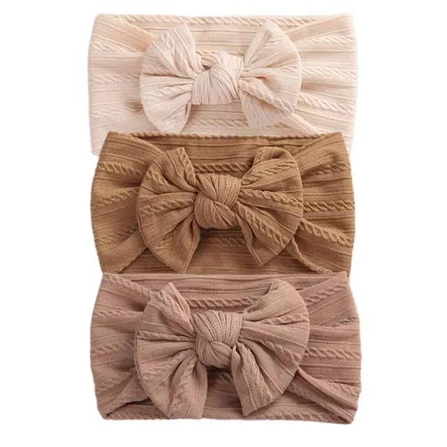 3Pcs/Lot Baby Headband Sets Bow Baby Girl Nylon Headbands Twist Cable Soft Knot Turban Kids Headwear Baby Accessories Haarband 11