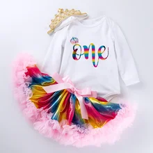 Комплекты одежды для маленьких девочек одежда для маленьких девочек на один год Одежда для новорожденных на первый день рождения Одежда для Новорожденные Девочки Малыши на крестины