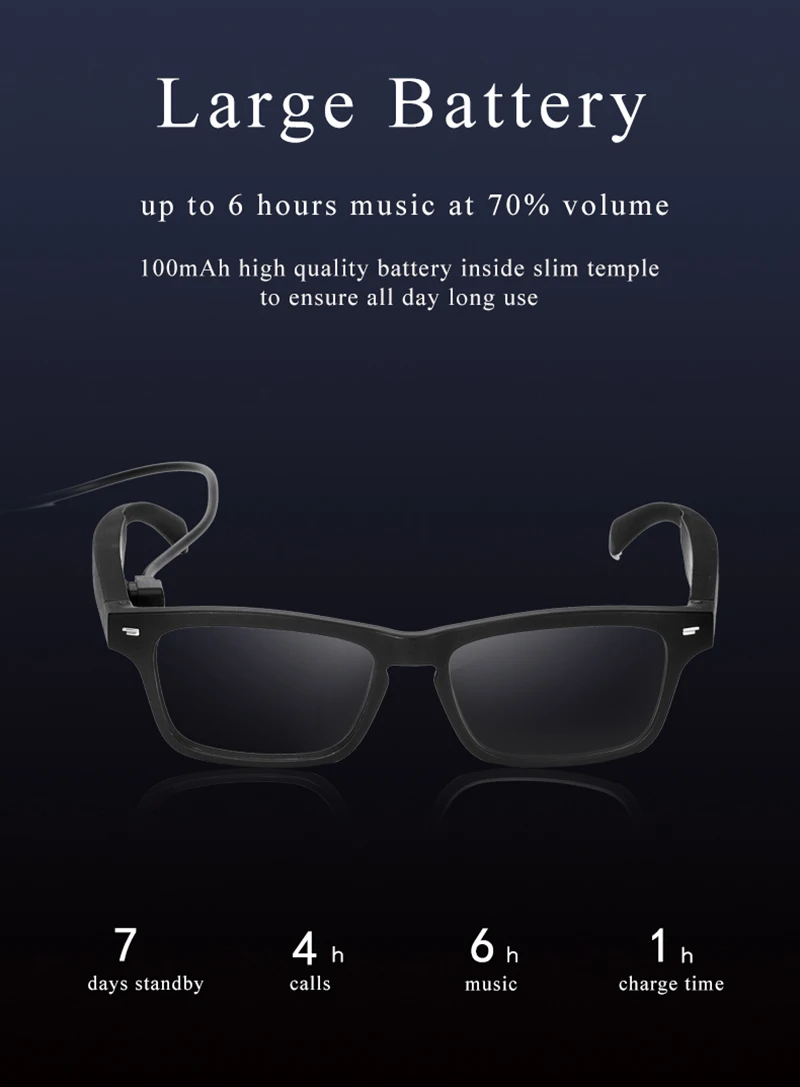 Non bone conduction Bluetooth audio smart glasses driving Sunglasses suitable for iOS Android system support dropshipping