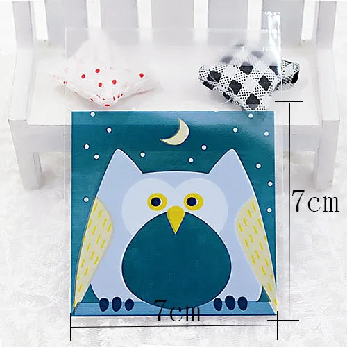 7x7cm owl 100 шт мультфильм животных самоклеящийся клейкий пластиковый пакет канцелярские сумки для хранения детский подарок 7x7 см пластиковый конверт офисные школьные принадлежности - Цвет: 7x7cm owl