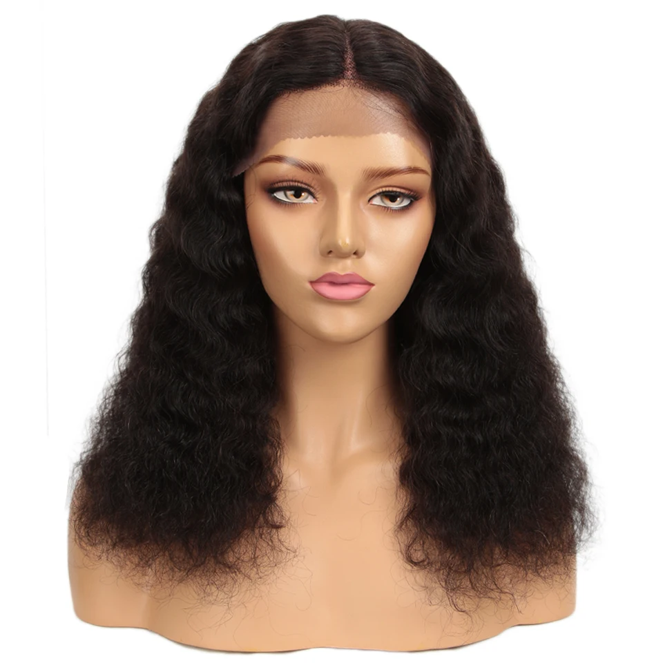 Sleek Curly Human Hair Wigs Remy Brazilian Hair Wigs 18 Inch Lace Human Hair Wigs U Part Natural Color 150% Density Wigs