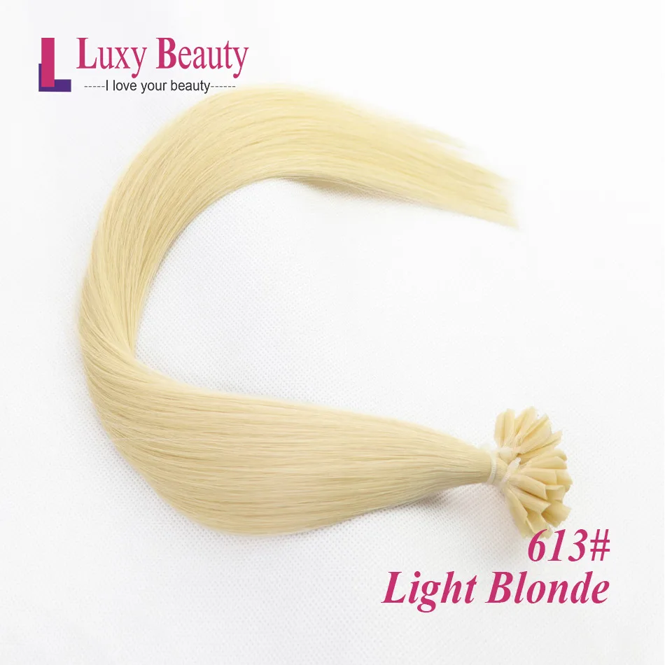 LuxyBeauty, накладные волосы Remy Nail, прямые, машинное производство, 0,8 г/шт., 18 дюймов, кератиновые, Предварительно Связанные человеческие волосы, 8 цветов - Цвет: #613