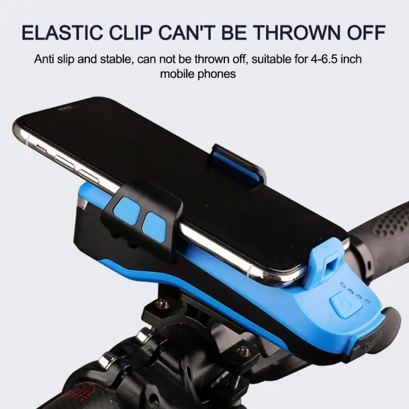 4 in 1 Multi-function Bike Light 2* T6 LED USB Rechargeable Bike Headlight Phone Holder Horn 4000mah Power Bank Bicycle Lamp