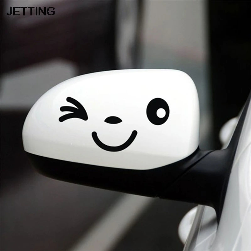 

Cartoon Car-styling Cover Rear View Mirror Car Stickers Funny Smile Face Car Decal for Tesla Ford Chevrolet Honda Toyota Lada