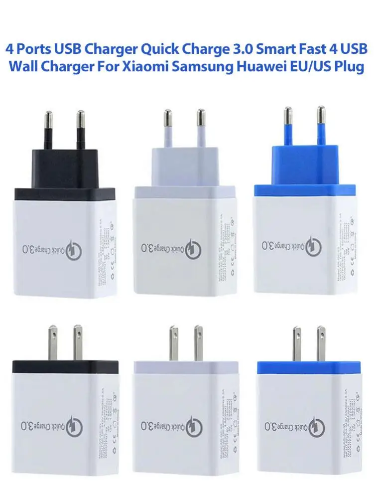 4 порта USB зарядное устройство Quick Charge 3,0 QC3.0 Смарт Быстрое настенное зарядное устройство для Xiaomi/samsung/huawei Быстрая Зарядка адаптер EU/US вилка