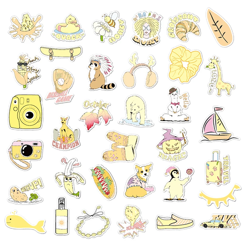 35 шт. мультяшная простая желтая VSCO для девочек Kawaii наклейка s для детской игрушки Водонепроницаемая наклейка для DIY ноутбука велосипедный шлем наклейки F4
