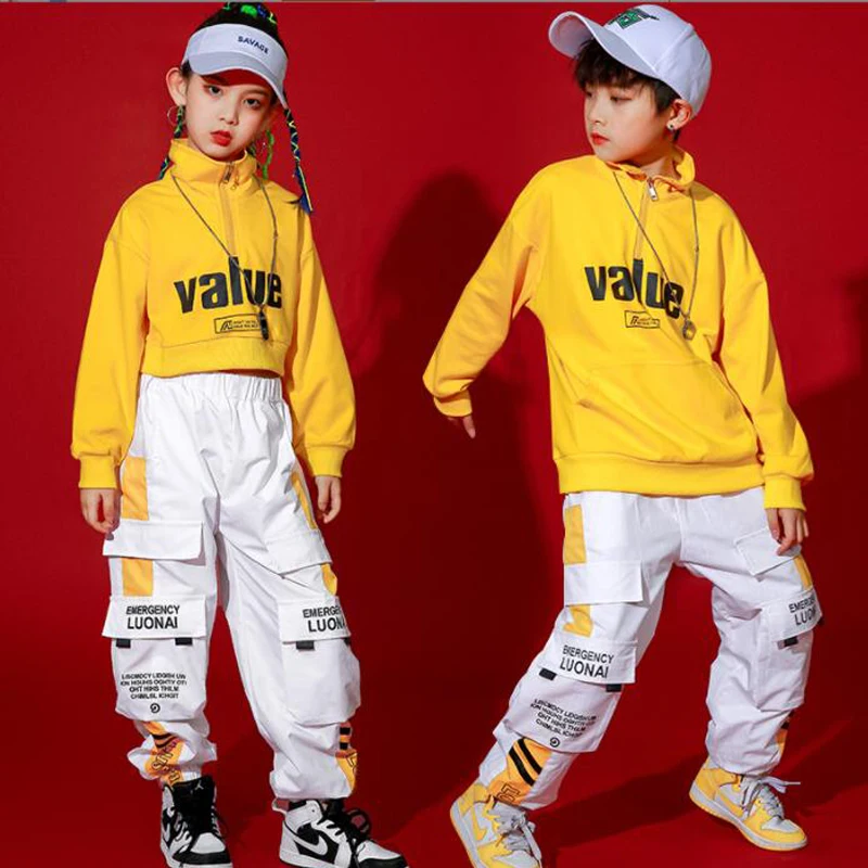 algo Gracioso buque de vapor Ropa de Hip Hop para niños, sudadera de gran tamaño de manga larga, Tops  cortos, ropa de calle, pantalones Cargo para niña, disfraz de baile de  Jazz|Salón de baile| - AliExpress