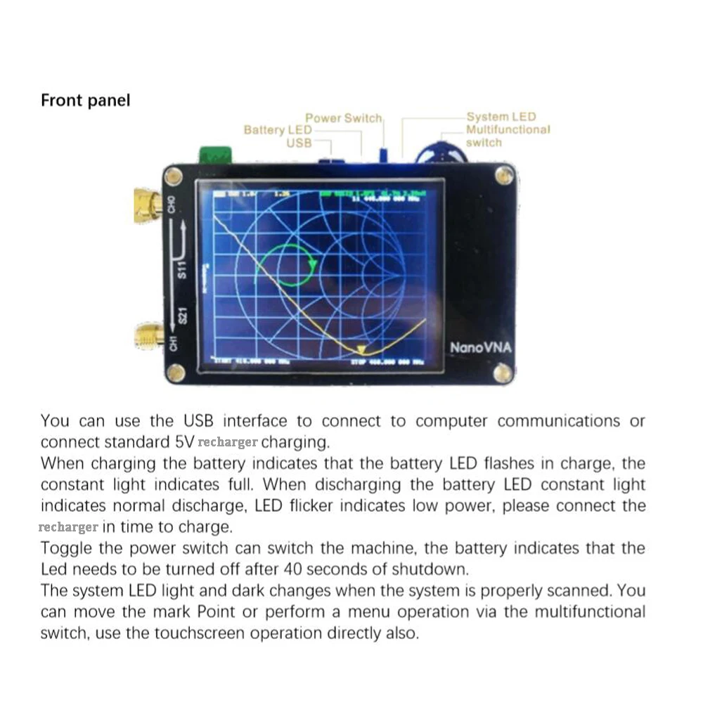 

NanoVNA 50KHz-900MHz Vector Network Analyzer Digital Touching Screen Shortwave MF HF VHF UHF Antenna Analyzer Standing Wave