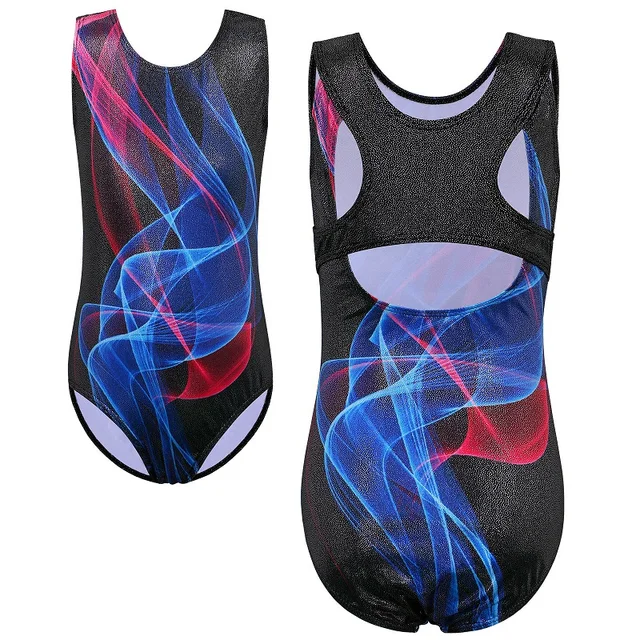 BAOHULU Girls Ballet Jumpsuit 3D Print Gymnastics Leotards for Girls Sleeveless Dancing Ballet Skirt Athletic Bodysuit B252 BlueRedlines