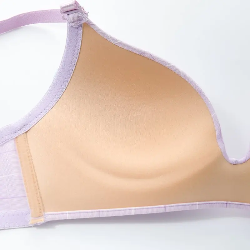 Women New Beautiful Back Bra Thin Section Lattice Smooth Bra No Trace No Steel Ring Gather Sleep Bra Adjusted-straps Bra