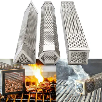 

Smoker Wood Pellet BBQ Grill Hot Cold Smoke Generator Smoking Mesh Tube Outdoor Cooking Barbecue &T8