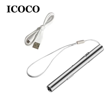 

ICOCO New Arrival Handy Pen Light USB Rechargeable Mini Energy-saving Flashlight LED Torch + Stainless Steel Clip Super Bright