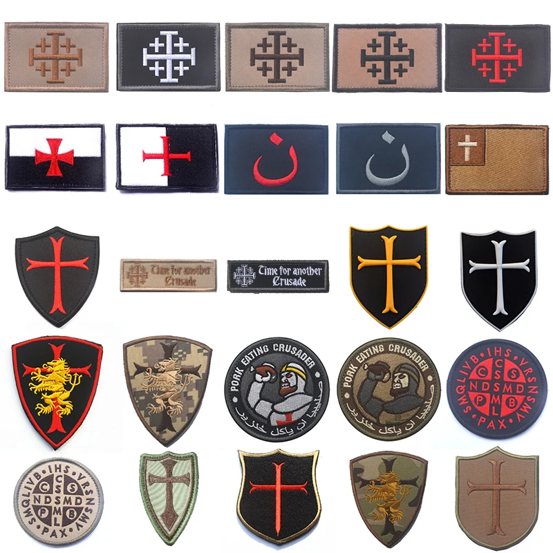 Knights Templar Embroidered Cross Patches Navy Seals 6 TEAM Military PVC Tactical Combat Rubber Embroidery Badges For Clothing | Дом и сад