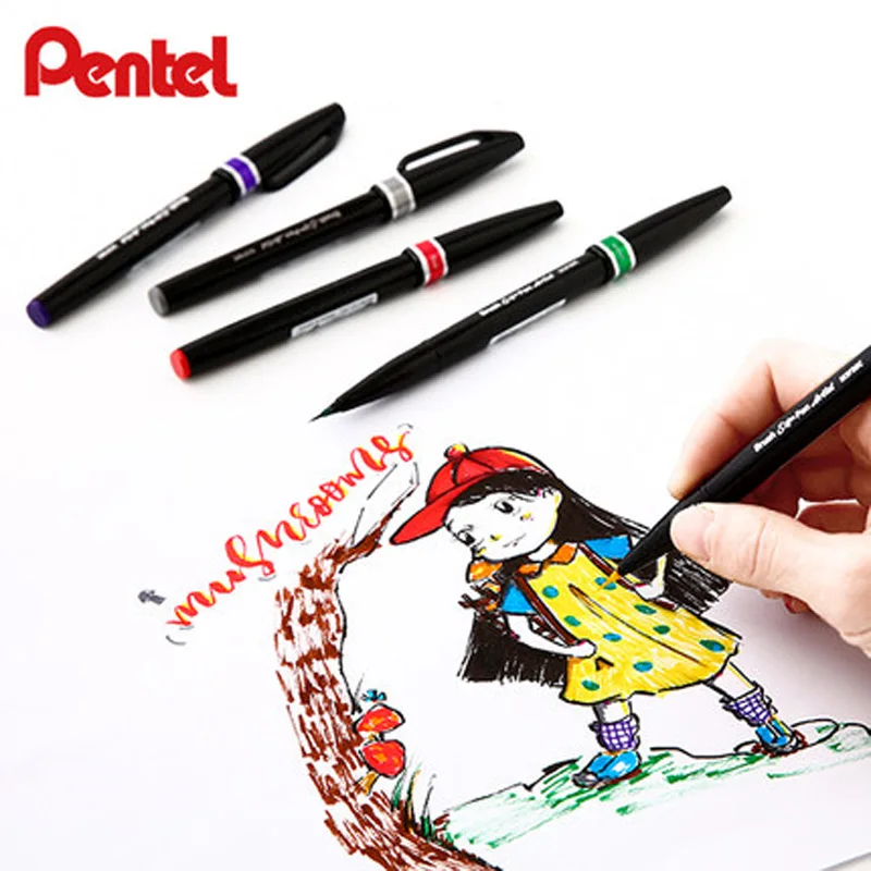 Цветная мягкая ручка Pentel 1 шт. SESF30C-BX научная кисть очень тонкая в цветочек