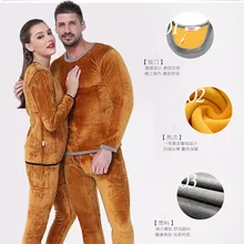 Осенне-зимний комплект термобелья для мужчин и женщин, утепленный бархатный хлопковый свитер с круглым вырезом Qiuyi Qiuku, костюм