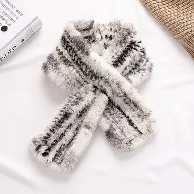 Glaforny корейский женский норка трикотаж шарф осень и зима женский утолщенный теплый меховой шарф двойной крест шейный платок - Color: cross mink