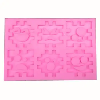 

3D Jigsaw Puzzle Blocks Silicone Mold for Cube Fondant Chocolate Candy Gum Paste Polymer Clay Resin Mold Craft Tools