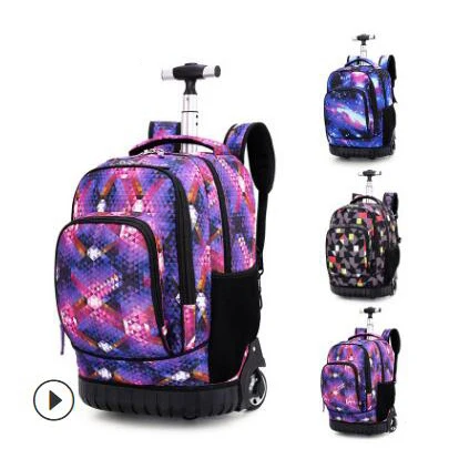 

18 Inch Wheeled Backpack Kids School Backpack on Wheels Trolley Backpacks Bags for Teenagers Children School Rolling Backpack