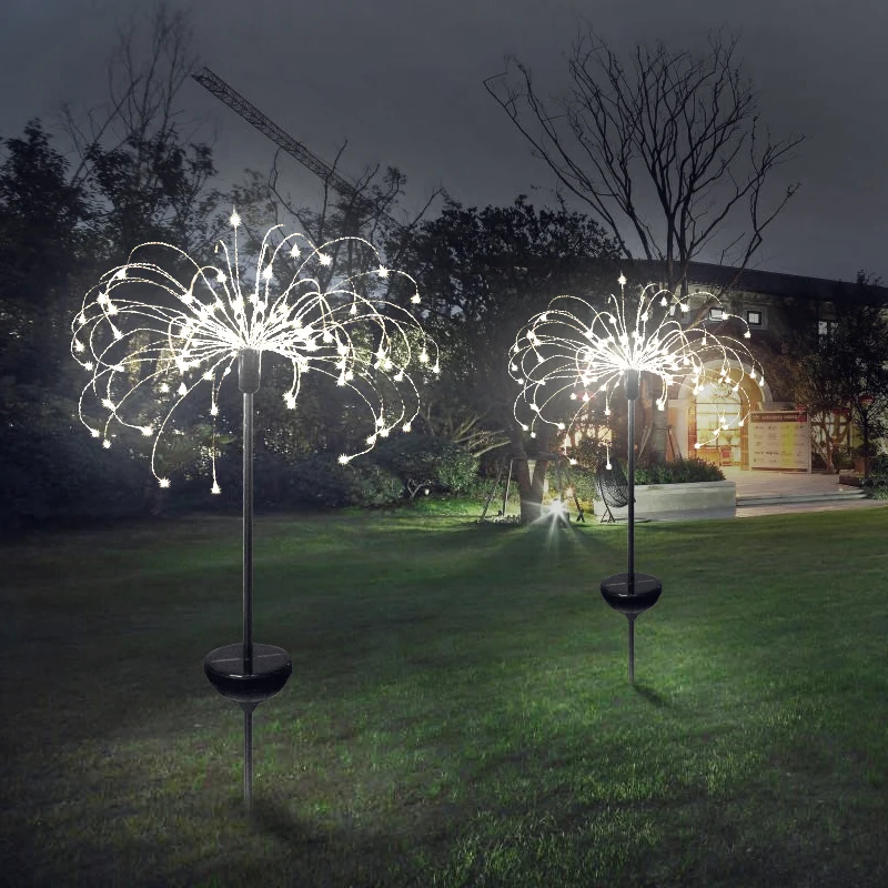 Emissor de Luz Fogos de Artifício Lâmpada ao ar Livre à Prova Diodo Solar Oito Modos Função Dandelion Gramado Luzes Grama Dwaterproof Água Jardim Luz 90 Led 7 Lâmpadas solares