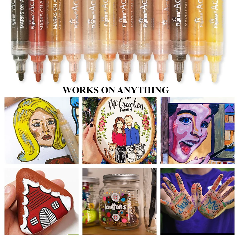 

Color Acrylic Pen Set Paint Markers Art Marker Permanent Complexion Rocks Stone Glass Drawing Comics Fabric Wood DIY Crafts Mark