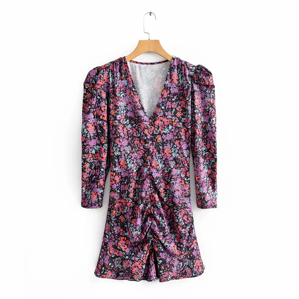 2019 женское праздничное платье с v-образным вырезом и цветочным принтом женские